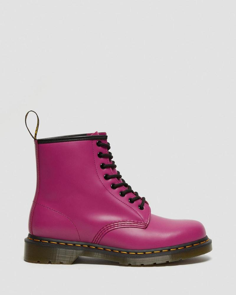 Men's Dr Martens 1460 Smooth Leather Lace Up Boots Pink | AU 532QMA